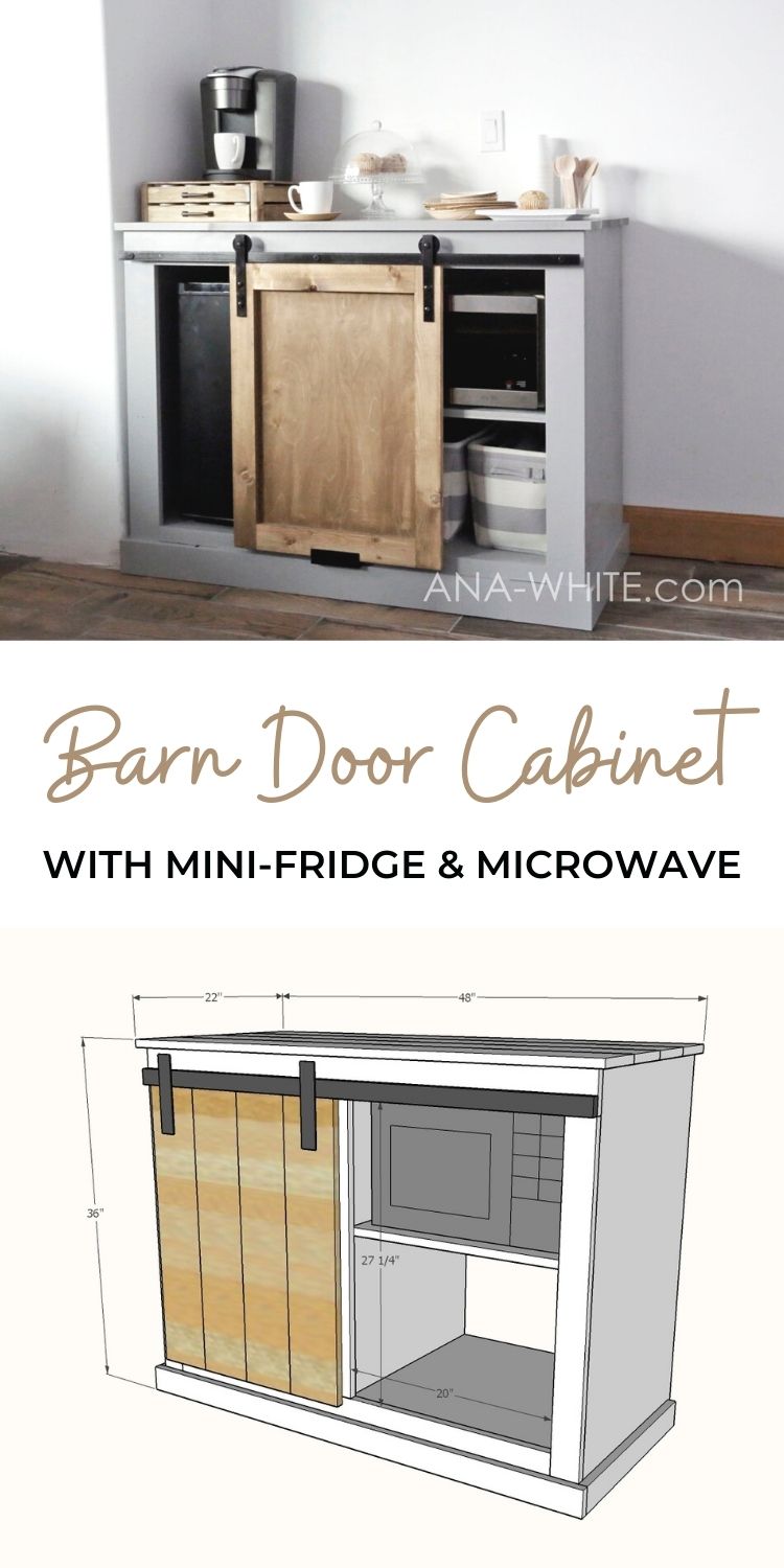 Barn Door with Mini Fridge and Microwave Ana White